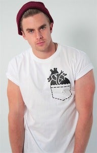 Image of White 'Heart Pocket' T shirt