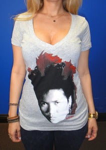 Image of Rufio Logo Womens V-neck- Heather Grey