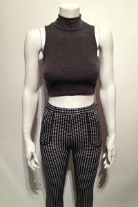 Image of heather grey stretch jersey turtleneck sleeveless top