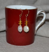 Image of Tiny White Coin Pearls w/ Amber