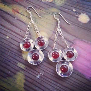 Image of Carnelian Silver Dangle Earrings