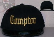 Image of Compton Croc Print Blackw/Gold Stitch Old School Eazy E NWA Snapback Hat