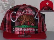 Image of Califorina Republic Red Plad Snapback Hat Cap