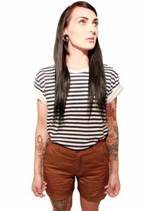 Image of Womens Brown High Waisted Chino Shorts