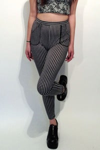 Image of high-waisted gingham monochrome stretch jersey leggings