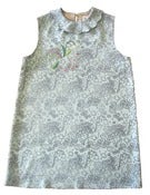 Image of Fish and Flower Silk Dress with Sequin Embroidery