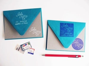 Image of Hand Lettered Family Names Address Stamp Set