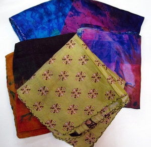 Image of Set of 5 Reclaimed Sari Silk Scarves Assorted Minis