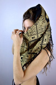 Image of Tassle Shawl- 1 Color Print- Black