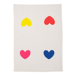 Image of Endless Love multi-colour heart white teatowel 
