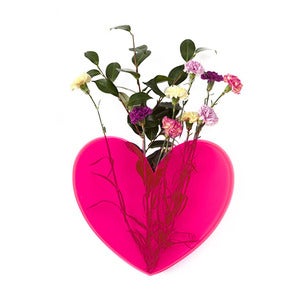 Image of LARGE Queen of Hearts neon pink heart vase