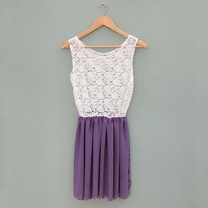Image of Lilac and Ivory Lace Scalloped Babydoll Dress by Kee Boutique 