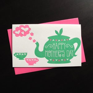 Image of 1713 - teapot mother's day letterpress card