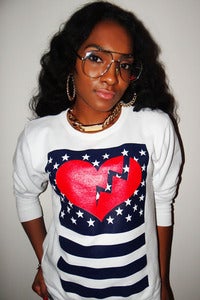 Image of (Womens) WHITE FLAG HEART CREW