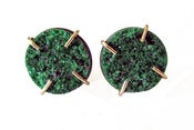 Image of 14K Gold Uva Rovite Garnet Druzy Post Earring