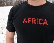 Image of afrIca T-shirt - Red Ink on Black 