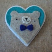 Image of heathered pudgy bear + bowtie heart