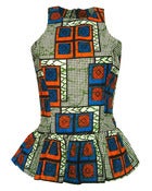 Image of Fair Trade African Print Peplum Top Blue Orange