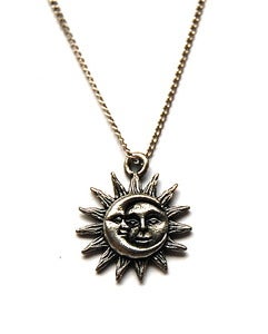 Image of Silver Sun and Moon Necklace
