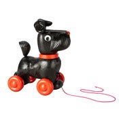 Image of BLACK PULL ALONG DOG ON WHEELS