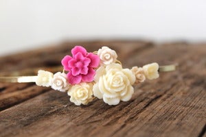 Image of Magenta & Ivory Floral Bouquet Headband