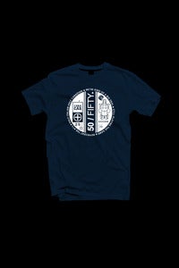 Image of AHOODIE X CARACAS - The 50/50 Tee In Blue