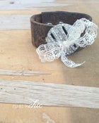 Image of Vintage Black Leather Cuff with Rhinestone Button