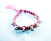 Pink / Gold Spike Nylon Bracelet