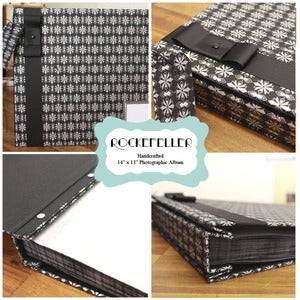 Image of Handcrafted 16" x 13" traditional photo album with 20 inserts - Art Deco "Rockefeller"