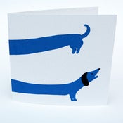 Image of Sausage Dog Greeting Card - blue 
