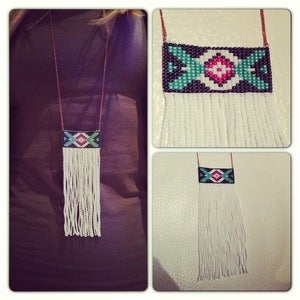 Image of Hand Beaded White Fringe Necklace