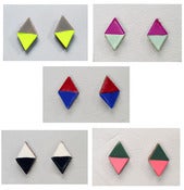 Image of COLORBLOCK DIAMOND LEATHER stud earrings