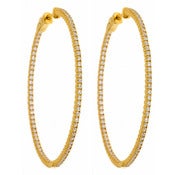 Image of " New " Kara Ackerman <i> Talulah <i/> Common Prong Skinny Hoops in Yellow Gold
