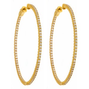 Image of " New " Kara Ackerman <i> Talulah <i/> Common Prong Skinny Hoops in Yellow Gold