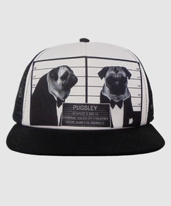 Image of Unisex | Pug Shot | 5 Panel Snap Back Foam Trucker | Black/White