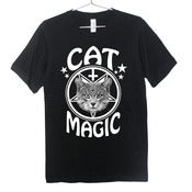 Image of Cat Magic Occult T-Shirt | White on Black