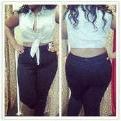 Image of Plus Size High Waisted Black Jeans and Jean Top