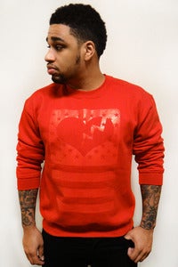 Image of (Mens) RED HEART FLAG CREW