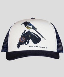 Image of Unisex | 357 Mag Pie | 5 Panel Snap Back Trucker | Navy/White