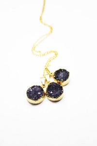 Image of NEW IN! Single Aureole Amethyst Semi- Precious Druzy Pendant