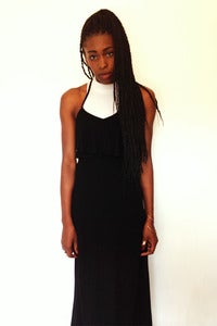 Image of crinkle cotton halter neck ruffle maxi dress