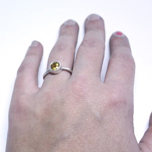 Image of yellow beryl sterling silver solitaire ring