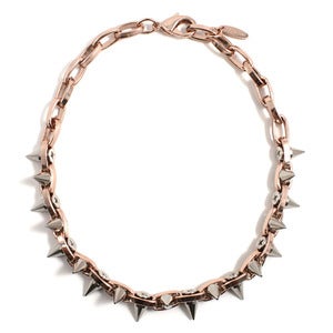 Image of Metal-Luxe Double Row Spike Choker - Rose Gold/Silver Spikes