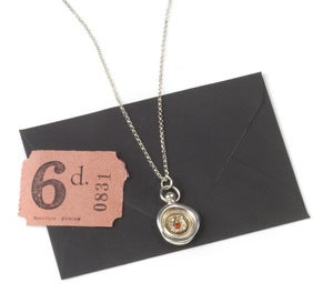 Image of Mini Horse Shoe or Heart Wax Seal Necklace with ball top