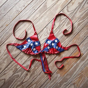 Image of Confederate Flag Lambskin Leather Custom Bikini Top