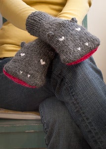 Image of PATTERN - Knit Hippopotamus Mittens - Adult Sizes