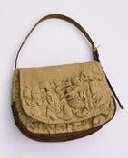 Image of - S O L D - a large tough ruffles shoulder bag in almond