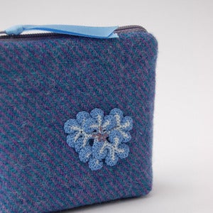 Image of Blue and purple Harris Tweed purse