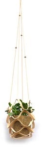 Image of Leather + Etched Pyramid Bead Plant Hanger