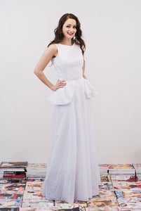 Image of White Broderie Peplum Maxi Dress - Anastasia MADE TO ORDER